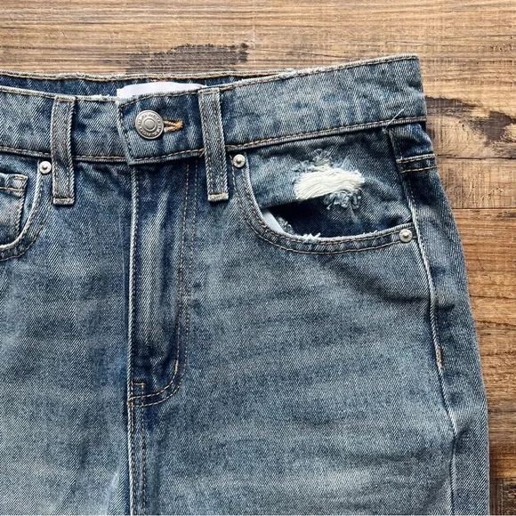 RSQ Women's Blue Straight Leg High Waist 90s Jeans Size 23 100% Cotton NWT - Picture 2 of 8